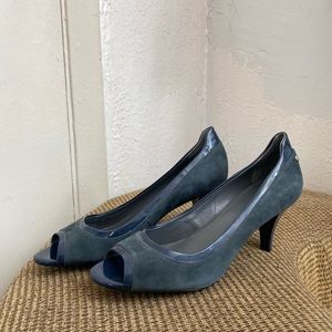 Calvin Klein Suede Peep Toe Heels